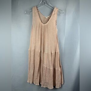 Easel Blush Gauze Tiered Dress Boho Flowy Swing Small